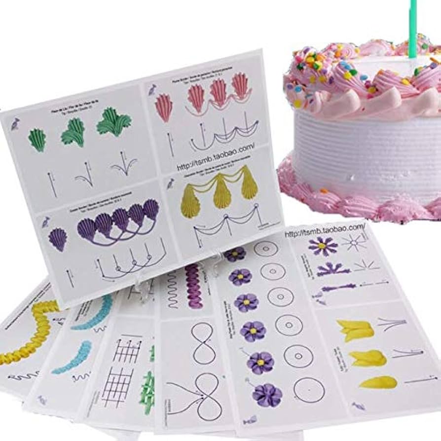 Amazon.com: KDDOM 23 Sheets/Set Cake Decorating Practice Board Cream decorating drawings: Home & Kitchen for Free Printable Cake Decorating Practice Sheets