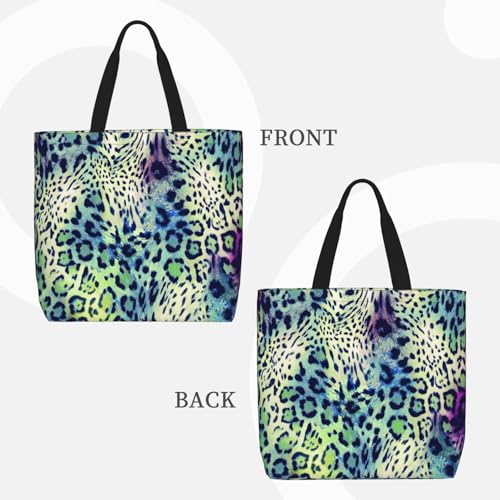 Green Leopard Print Tote Bag,Multi-functional Reusable,Lightweight Crossbody,Work,Travel,Everyday Use2