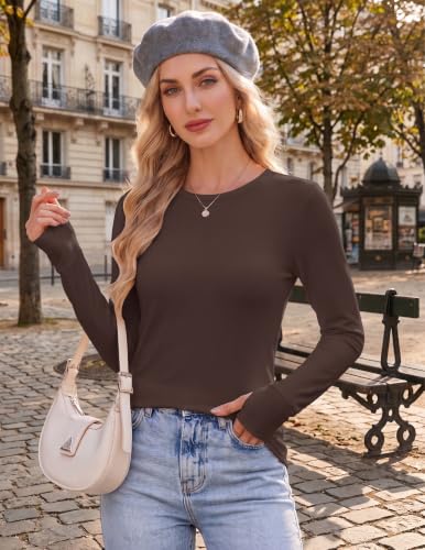 Ekouaer Long Sleeve Shirts for Women Crew Neck Tops Fall Clothes 3 Pack M - image 4