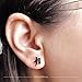 Japanese Strength Kanji Stud Earrings Stainless Steel Earring for Men Women (Black Strength Kanji Earrings)