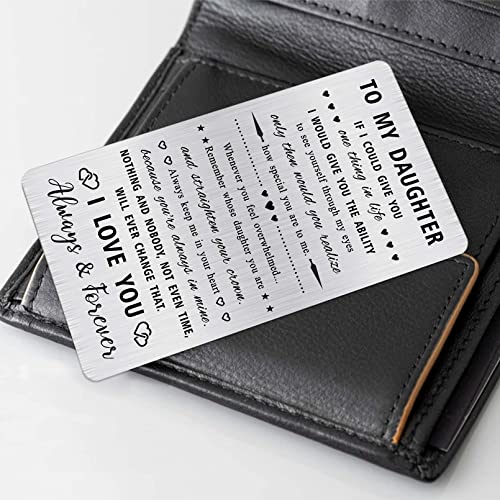 Alotozo Engraved Stainless Steel Daughter Card - Funny & Heartfelt Gifts for Daughter, Graduation, Christmas - Durable Wallet Card with Loving Message from Mom/Dad4