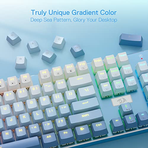 Image of Redragon K556 SE RGB LED Backlit Wired Mechanical Gaming Keyboard, Aluminum Base, 104 Keys Upgraded Socket, 3.5mm Sound Absorbing Foams, Hot-Swap Linear Quiet Red Switch, Gradient Blue