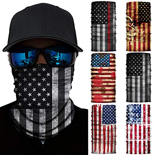 6 Pcs Bandana Face Mask Neck Gaiter, Scarf Headbands Balaclava Headwear Tube Windproof