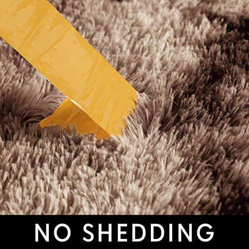 Vocrite Shag Rug For Bedroom, 4'X6' Fluffy Rectangluar Brown Shaggy Living Room Area Rugs, Non-Slip Plush Furry Fuzzy Faux Fur Carpet, Cozy Soft Throw Rug For Classroom Boys Nursery Dorm #TOP6
