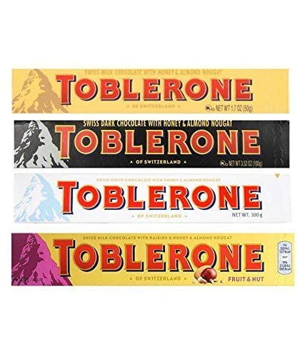 Toblerone of Switzerland Combo Pack Chocolate Bars (Swiss Milk, Swiss Dark, Swiss White, Swiss Milk Fruit & Nut),Pack of 4 (100 grams Each) (B0BZLG7H8T) Amazon Price History, Amazon Price Tracker