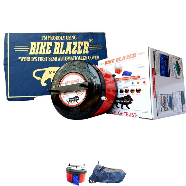 Image of BIKEBLAZER Semi-Automatic Full Body Bike Covers - Heavy Duty Device | 100% Dust Proof | UV Safe | Water Resistant | Anti-Theft | Scratch Proof Covers, Compatible for All Bajaj Bike Models RFN