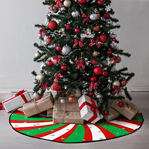 Colorful Stripe Christmas Tree Skirt, M Yescustom Merry Xmas Tree Mat Decoration 48 Inches Farmhouse Home Rustic Party Happy New Year Halloween Holiday Tree Collar Cover Greed Red Soft #TOP4