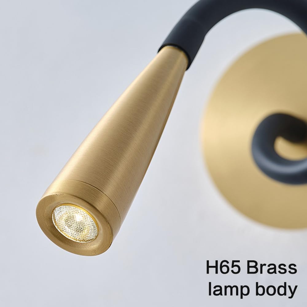 Nowoczesna lampa ścienna z regulowanym wężem LED, elastyczną łabędzią szyją i włącznikiem/wyłącznikiem, idealna do sypialni, stolika nocnego, gabinetu lub kącika do czytania.