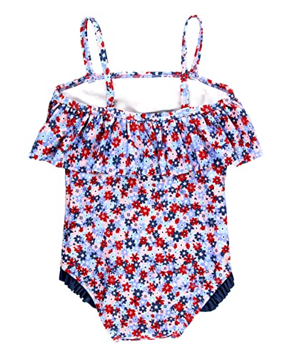 RuffleButts Red White and Bloom Single Ruffle One Piece - 3T2