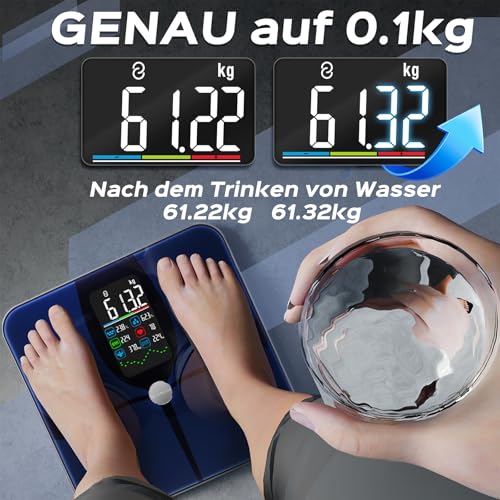 Lepulse Körperfettwaage F4 Pro, Aufladbar, Smart Personenwaage mit APP – Ansicht 4