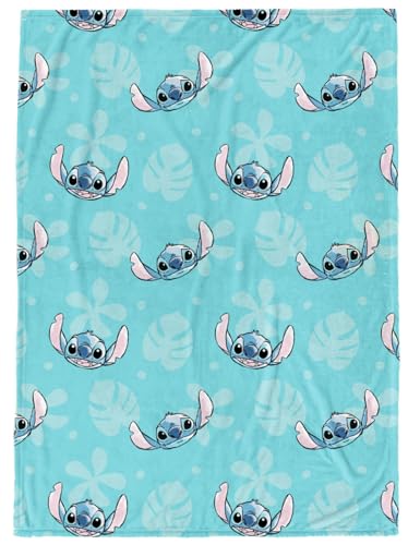 Image of Jay Franco Plush Throw Blanket – 46" x 60" Inch Cartoon Kids Soft & Cozy Fleece Throw for Bedroom & Couch Décor, Official Licensed Product, Blue - Lilo & Stitch