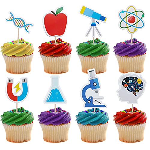 Mulukaya 27Pcs Science Cupcake Toppers Science Rocks Cake Picks for Birthday Party Decoration Supplies