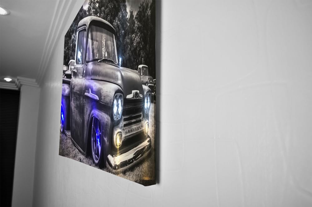 Samarkand - Lights LED-Bild mit Beleuchtung LED- Bilder Leinwandbild 65 x 45 cm Leuchtbild US CAR/OLDTIMER/PICKUP Wandbild
