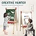 Juivin Double Sided Chalk & White Board Magnetic Art Easel for Kids, Adjustable Height Wooden Easel with Alphabet Numbers, Paper Roll, Educational Toys for Toddlers