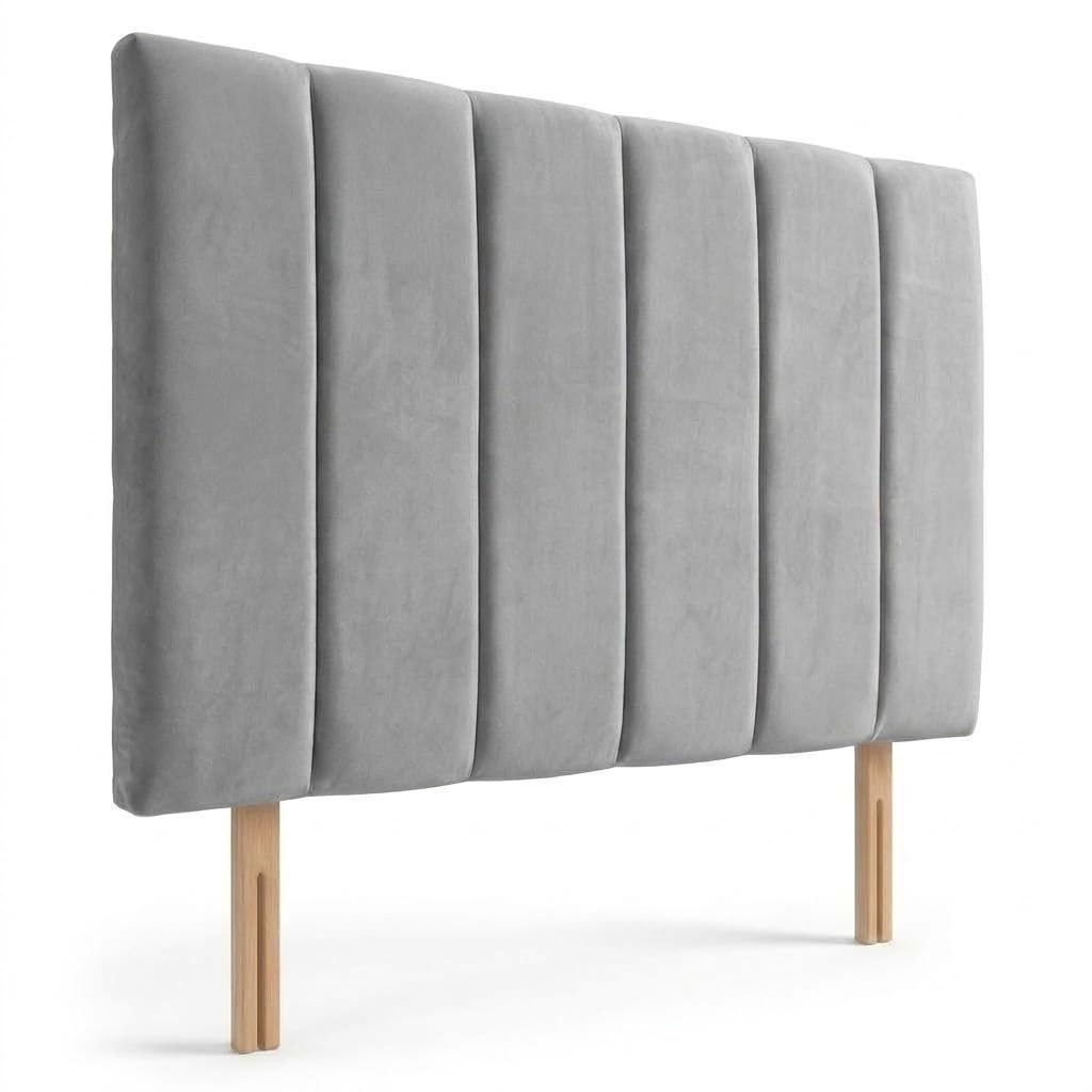 Luxury Velvet Upholstered Headboard for Divan Beds – 20-Inch Lined, Extra Padded Plush Headboard with Struts – Luxury Bedroom Furniture (grey, 4ft Small Double) — image 1