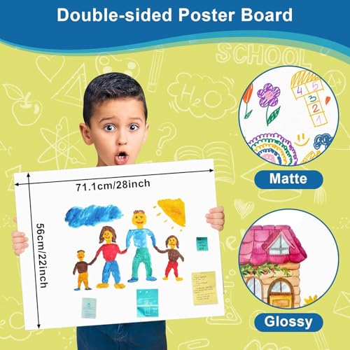 Image of 18 Pcs Poster Board 22 inch x 28 inch White Poster Paper Bulk, ROOKEA 250 GSM Vision Board for School Arts Craft Projects Presentations Drawing Scrapbooking Blank Graphic Display Office Supplies