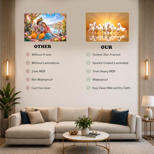 Image of 7 Running Horses Vastu Photo Frame, 16x24 Inch