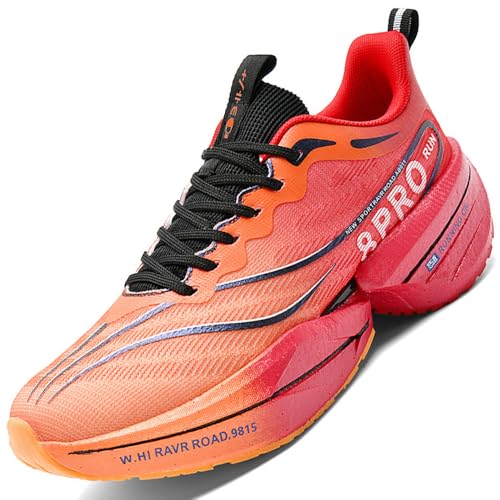 VLOOKST Boys Kids Trainers Girls Running Walking Shoes Child Athletic Breathable Lightweight Outdoor Sport Sneakers for Little/Big Kid Black UK 3 Orange UK 3