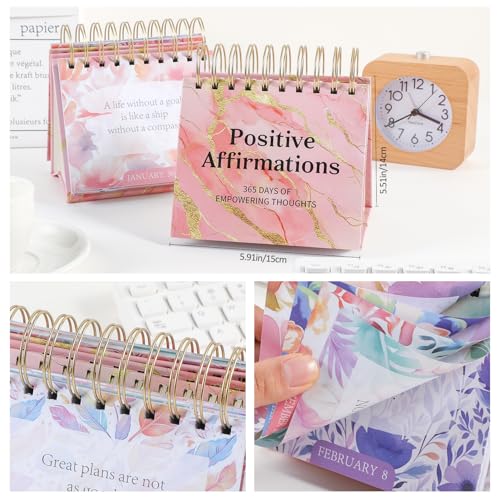 Daily Flip Calendar with Inspirational Quotes - Motivational Perpetual Calendar Desk Office Home Decor for Women, Gifts Desk Accessories for Girls Positive Affirmations - Image 5