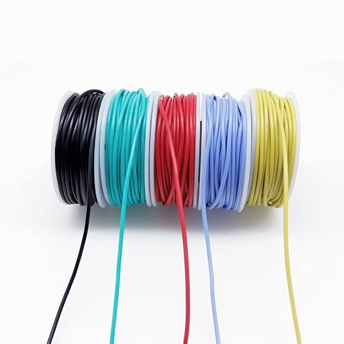 Miniatura 2 de 5pcs 22AWG alambre flexible de conexión de silicona alambre 22 calibre estañado cobre puente cables de goma de silicona aislados 5 Color Cable