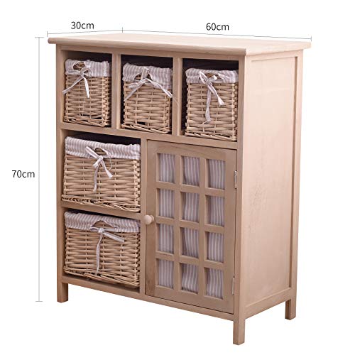 Rebecca-Mobili-Aparador-Multiusos-Ahorra-Espacio-comoda-con-1-Puerta-5-cestas-de-Mimbre-paulonia-Beige-Estilo-Country-Muebles-bano-Cocina-Medidas-70x60x30-cm-AxANxF-Art-RE4444 51zZcUwkEXL