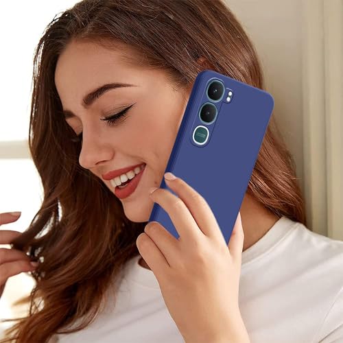 Image of amazon basics Back Cover for Vivo Y31 5G | Ultra Slim Soft Rubberised Case | Matte Silicone Flexible Mobile Case | Camera Protection - Blue