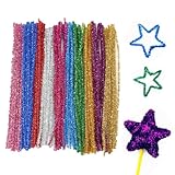 Solxion 手芸モール カラーモール 材料 diy飾り物 キラキラモール 子供知育玩具 混合色100本 クリスマスツリー飾り 誕生日/記念日/バレンタインデー ギフト 長さ30cm 直径6ｍｍ