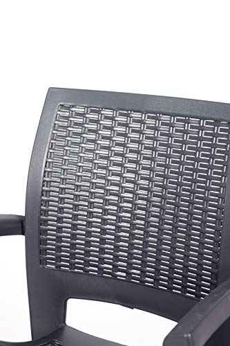 CREVICOSTA QUALITY MARK MARCAS DE CALIDAD - Conjunto Mesa Viana Monoblock + 4 sillas Caribe de Resina (Antracita)