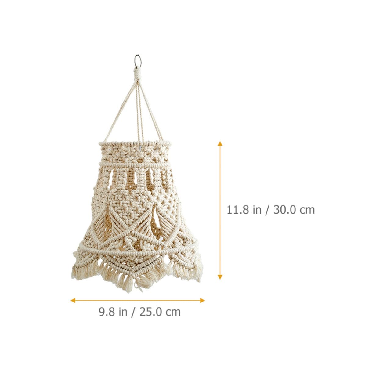 Pantalla de Lámpara Colgante Bohemia Tejida Beige para Dormitorio