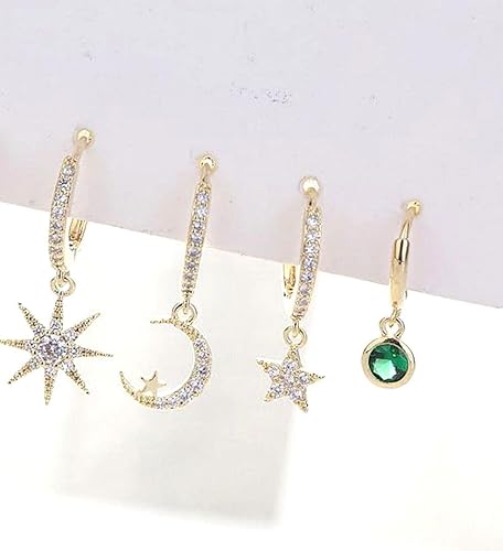 Miniatura 4 de Adabele SS90-2 - 4 ganchos redondos para aretes de plata de ley con circonita cúbica de 0.630 in (0.63 pulgadas) con diamantes sintéticos,