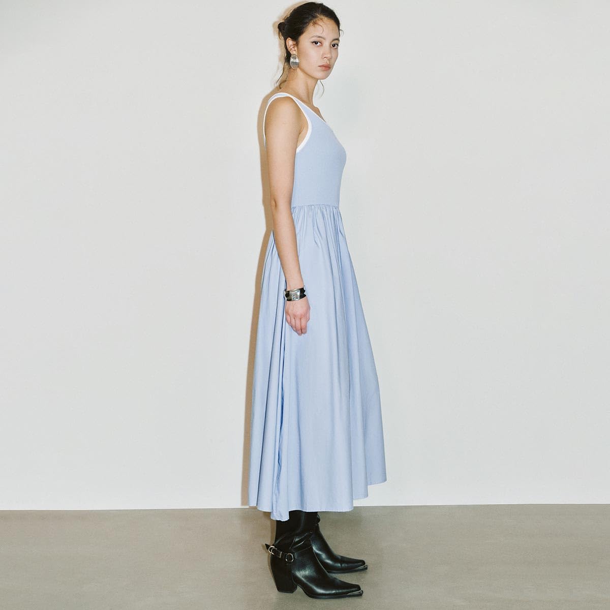 URBAN REVIVO Summer Dresses for Women 2025 Sleeveless Maxi Dress Tank Patchwork Knit Formal Flowy Long - Image 6