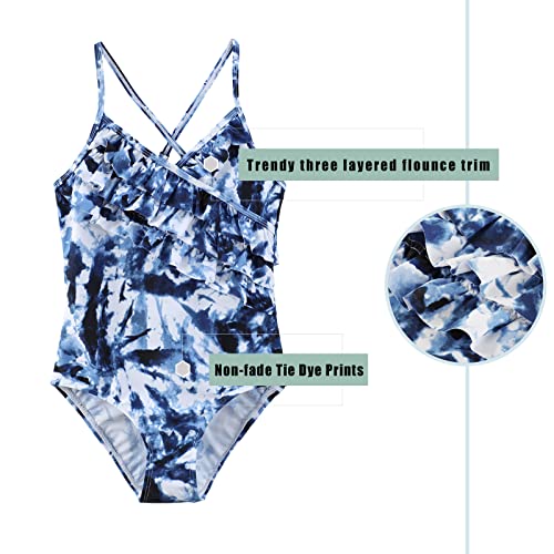 Image of Moon Tree Girls One Piece Swimsuits Ruffle Swimwear Beach Bathing Suit 2-14 Years