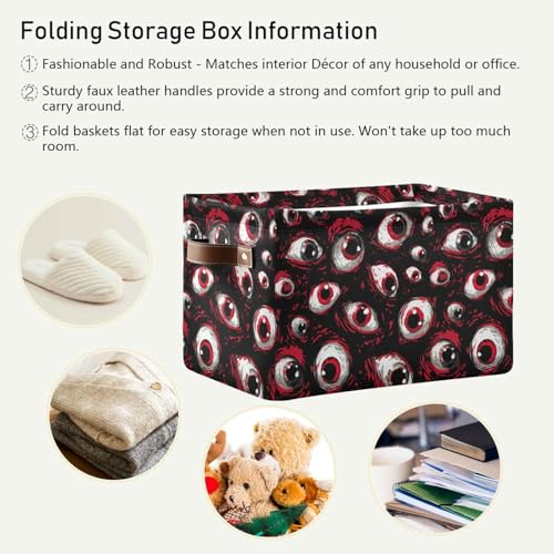 Image of Aslsiy Storage Basket Bloody Eyes Halloween Nursery Bins Baby Box Canvas Clothes Shelf Basket Laundry Hampers 2 Pcs