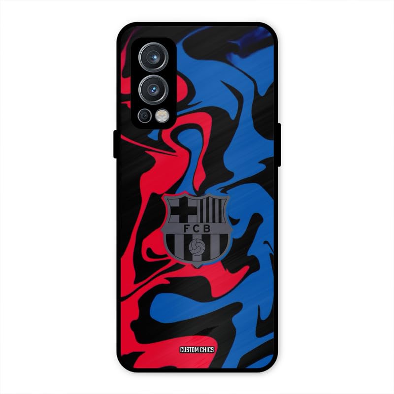 Image of PrintShield FC Barcelona Comic Back Cover for Oneplus Nord 2 5G, Shockproof Printed Phone Case with Soft TPU Sides & Anti-Slip Grip
