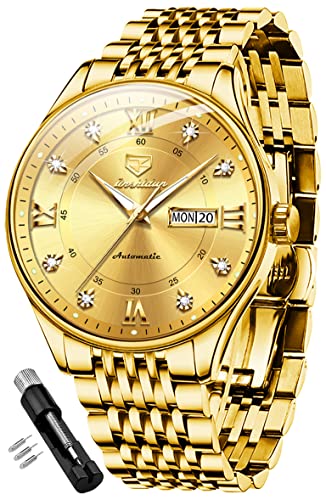 Image of OLEVS Automatic Mens Watches Self Winding Mechanical Business Luxury Dress Wrist Watch Stainless Steel Waterproof Luminous Day Date
