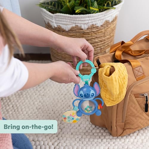 Image of Bright Starts Disney Baby Stitch Tummy Tumble Baby Toy - Spinning Bead Chaser Toy, On The Go Travel, Unisex, Stroller Toy for Newborns & Up