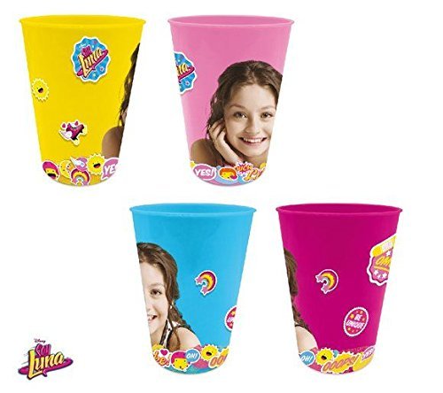 Disney Soy Luna Pack of 4 Cups, Gobelets, Plastic, Multicolored, 15 x 25 x 12 cm, Set 4 vasos plastico de Soy Luna