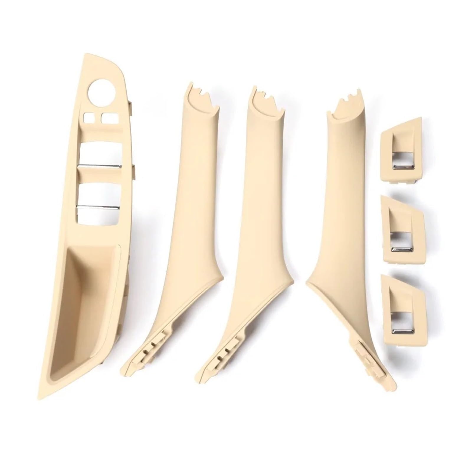 Hhfksci Beige Lhd Car Interior Door Pull Handle 7Piece For Bmw 5 Series F10 F18 523 525 528 Left Drive Lhd Beige Black Carbon Fiber Car Interior Door Handle Pull(Beige Lhd)