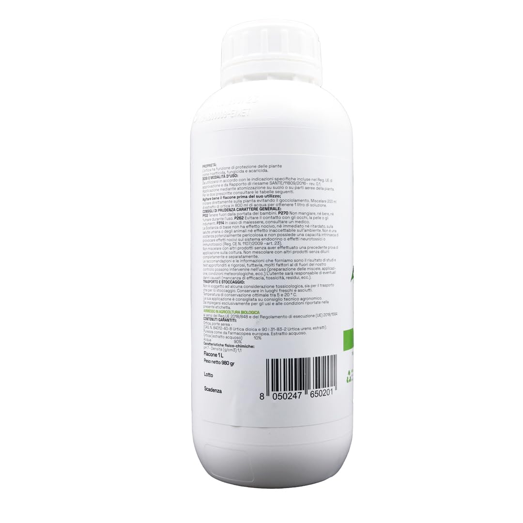 GLOBER Macerato di Ortica liquido 1 litro - Antiparassitario e Insetticida Naturale Contro Insetti e Funghi su Piante Orto Giardino e Frutta