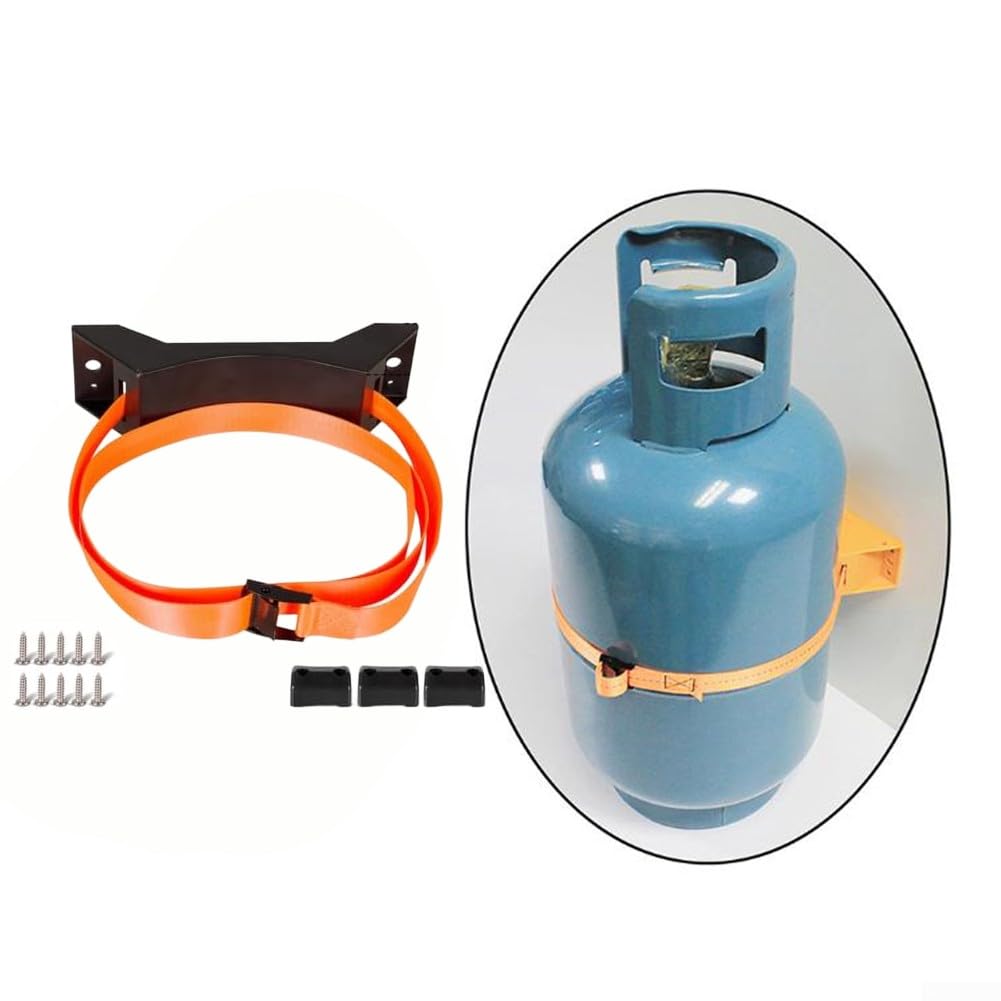 Support mural pour bouteille de gaz liquéfié avec support solide et boucle réglable pour une utilisation sûre dans les camping-cars et caravanes