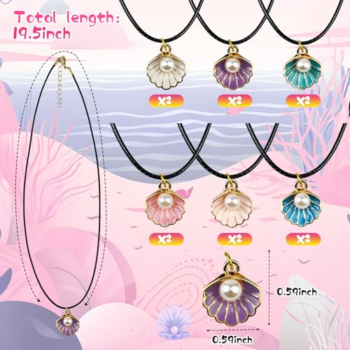 Mermaid Shell Necklace Summer Pink Shell Mermaid Party Gift Decor for Princess Under The Sea Birthday Themed Party2