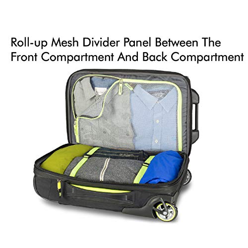 High Sierra AT8 Wheeled Upright Duffel Bag, Black/Zest, 22-Inch