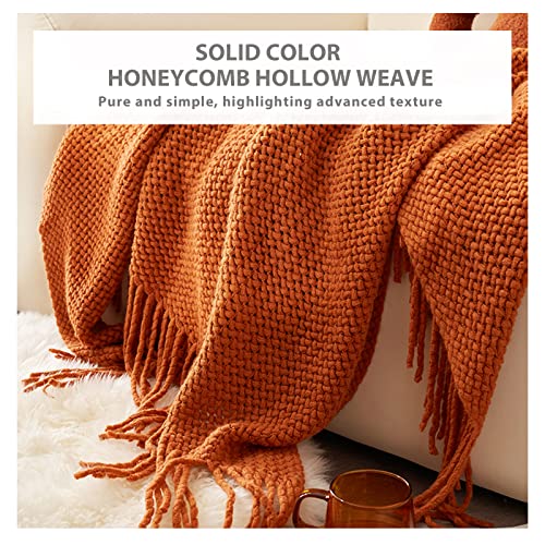 LumiSyne Knitted Throw Blanket With Tassel Breathable Cellular Blanket Nordic Style Soft Cozy Couch Cover Decorative Blanket For Sofa Bed Settee Armchair - Image 4