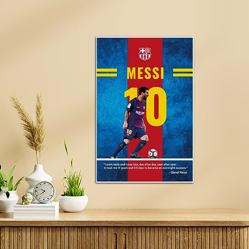 Image of TenorArts Lionel Messi Poster Barcelona Quotes Wall Posters Adhesives on back with Thick 300 GSM Matt Finish Papers (18inches x 12inches)
