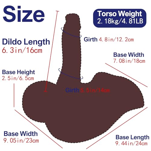 Image of Male Dildo Torso Sex Doll for Women Masturbation, Free-Hands Long Dildo Toy for Gay Men Bottom Pleasure, Soft TPE Female Masturbator for Anal Vagina Pleasure, Unisex Adult Toy for Solo Couple Play