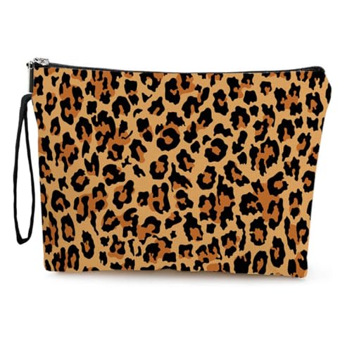 UEIOAVL Bolsas de aseo, Bolso de mano con estampado de leopardo, neceser universal pequeño con cremallera neceser de viaje para cosméticos