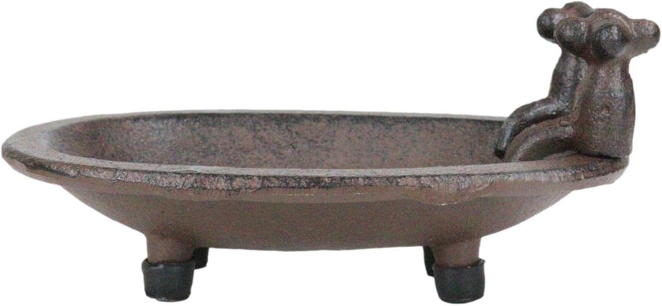 Ebros Gift Cast Iron Rustic Bronze Bathtub with 2 Spout Faucets Miniature Replica 6" Long As Tray Dish Bar Soap Keys Coins Change Decorative Accent Figurine Bath Tub Western Country Cabin Home