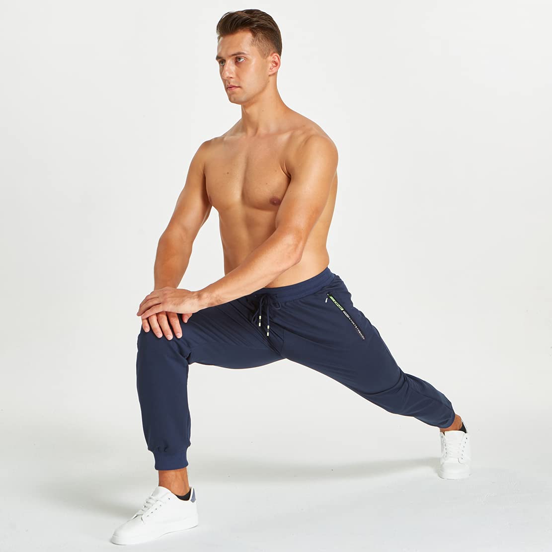 ZOXOZ Pantaloni Sportivi Uomo Cotone con Elastico in Vita con Tasche Zip