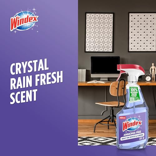 windex glass and window cleaner spray bottle ammonia free packaging designed to prevent leakage and breaking surface cleaning spray crystal rain scent 23 fl oz