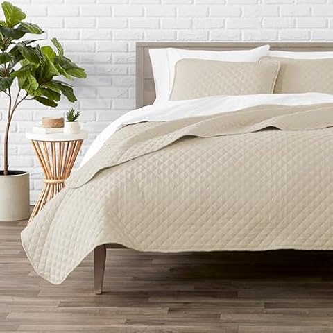 Bare Home Coverlet Set - Lightweight Bed Decor - Comforter Alternative - All-Season Quilted Bedspread (Twin/Twin XL, Sand) Cover